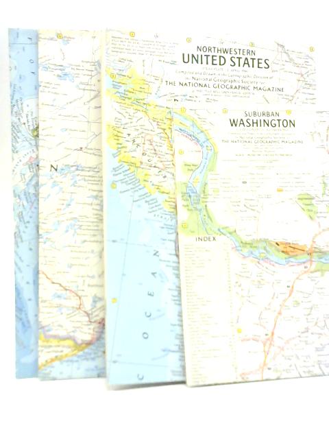 4 National Geographic Maps; Suburban Washington, Northwestern United States, North America & Central Canada