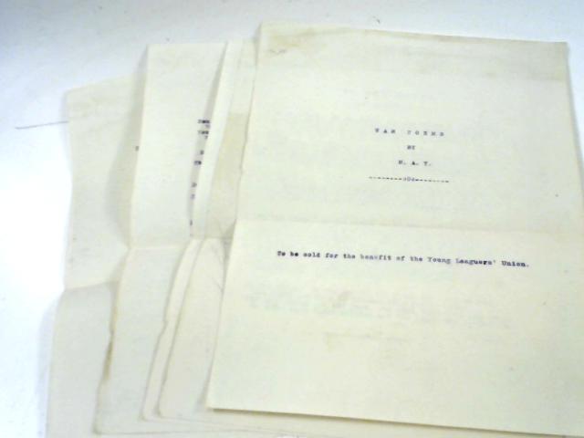 War Poems to be Sold for the Benefit of the Young Leaguers Union By M.A.Y