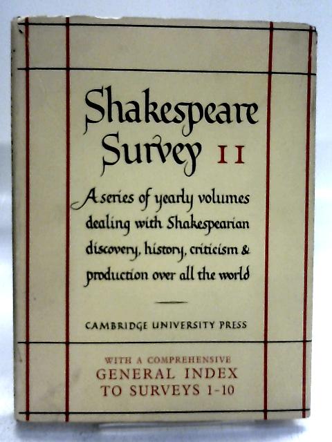 Shakespeare Survey: Vol 2 By Allardyce Nicoll