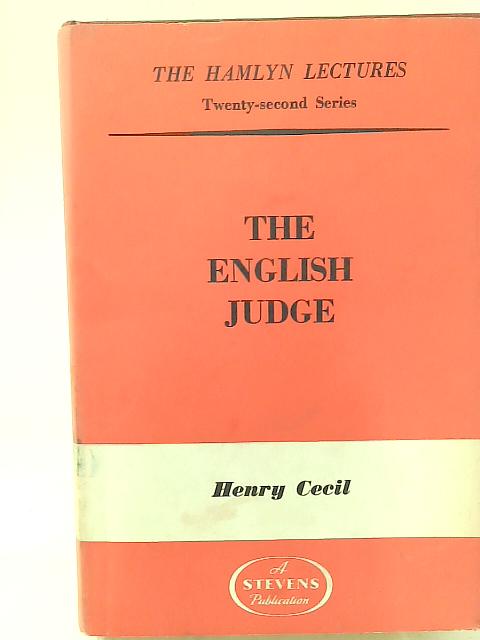 English Judge (Hamlyn Lecture Series) By Henry Cecil