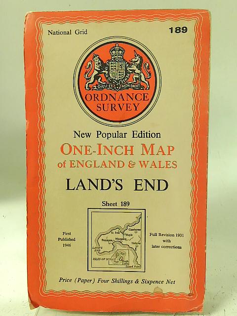 One-Inch Map Of Great Britain, Sheet No. 189: Land's End par Ordnance Survey