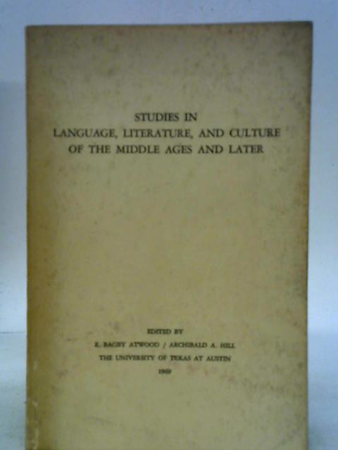 Studies in Languages, Literature and Culture of the Middle Ages and Later By None Stated