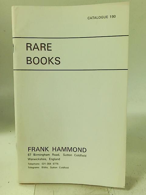 Rare Books Catalogue 190 By Unstated