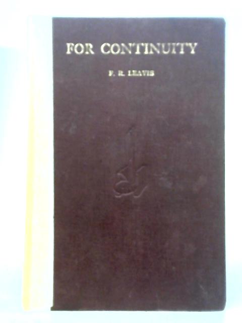 For Continuity By F. R. Leavis
