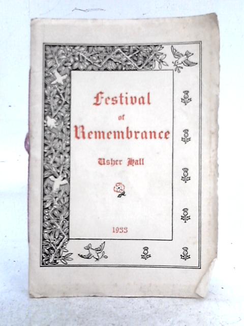 Festival of Remembrance - Usher Hall 1933 By Unstated