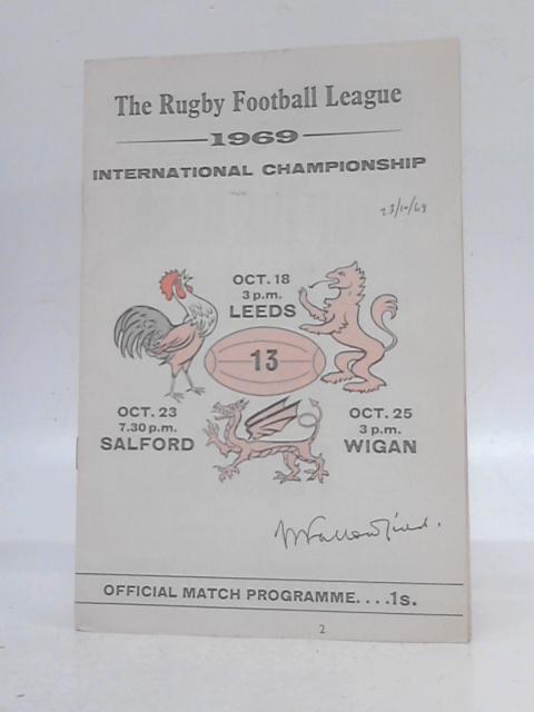 The Rugby Football League 1969: Official Match Programme von Unstated