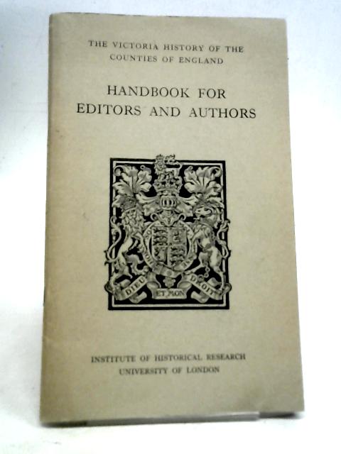 Handbook for Editors and Authors By C R Elrington