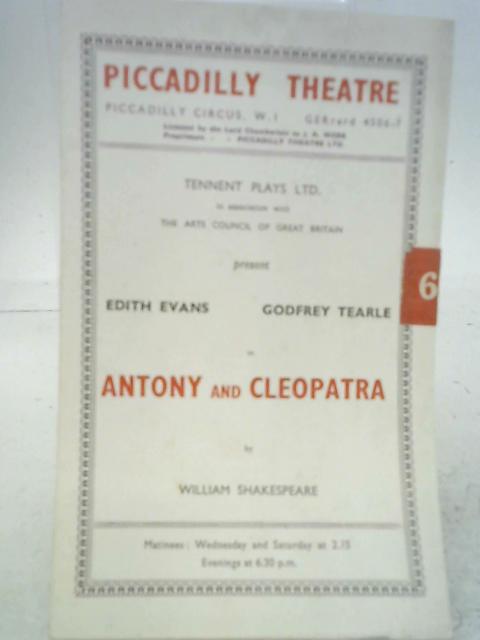 Piccadilly Theatre Antony and Cleopatra Programme par William Shakespeare