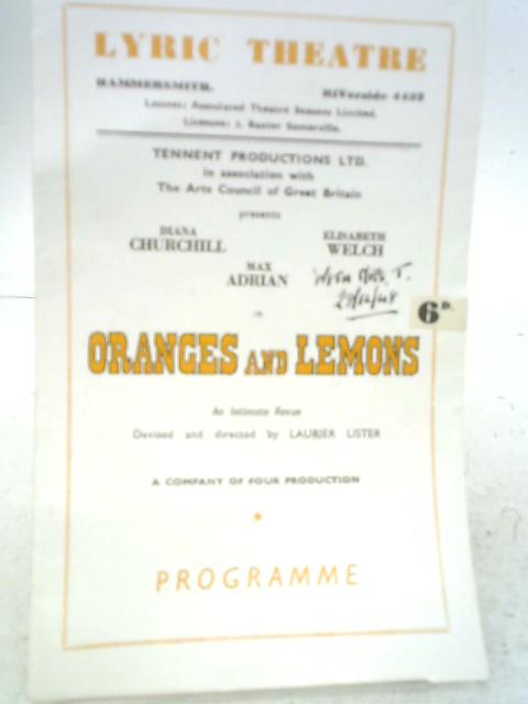 Lyric Theatre Oranges and Lemons Programme December 20th 1948 By None Stated