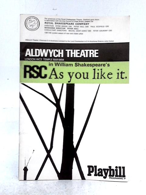 As You Like It, Aldwych Theatre Programme 1967 By Royal Shakespeare Company