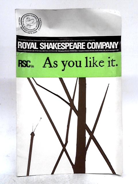 As You Like It, Royal Shakespeare Company (RSC) Theatre Programme 1967 By Unstated