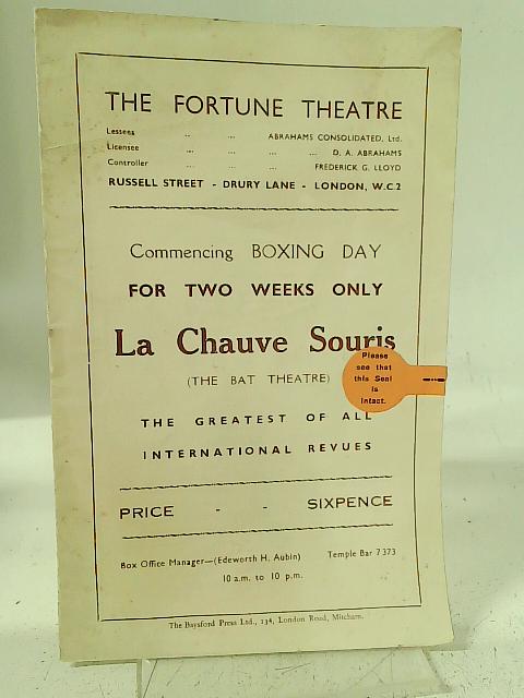 La Chauve Souris, The Fortune Theatre Programme von None stated