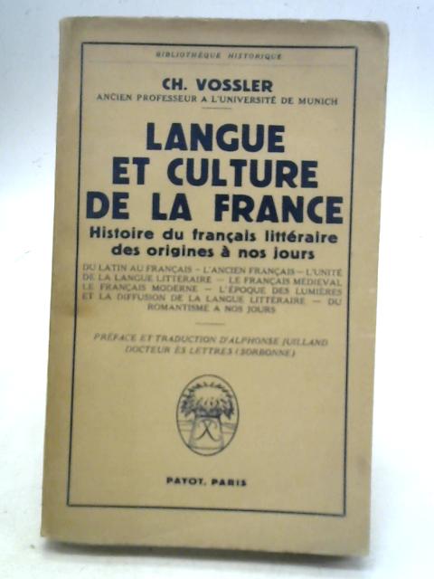 Langue Et Culture De La France By Ch Vossler