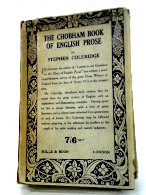 Chobhams Book of English Prose By Stephen Coleridge