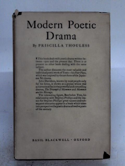 Modern Poetic Drama By Priscilla Thouless