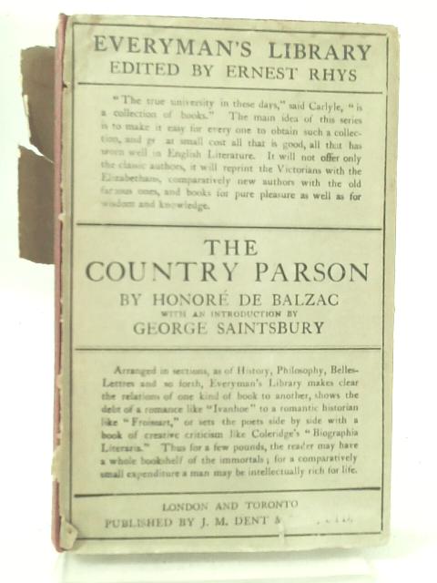 The Country Parson By Honore De Balzac