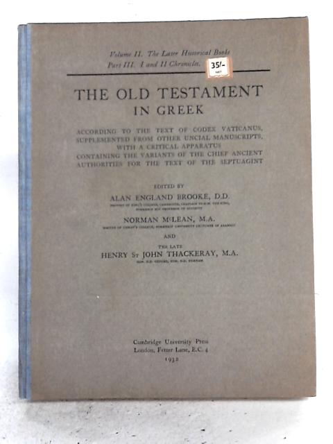The Old Testament in Greek: Volume 2, Part 3 By None stated