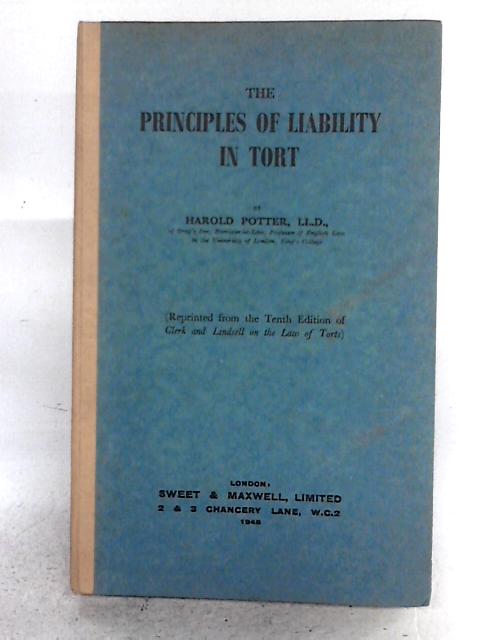 The Principles of Liability in Tort par Harold Potter