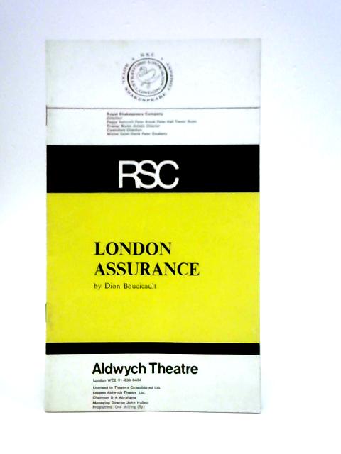 'London Assurance' Programme Aldwych Theatre 1970 By Unstated