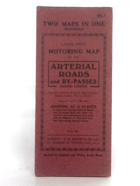 Reversible Large Print Motoring Map No.1: Arterial Roads and England & Wales: South Sheet von G.W. Bacon & Co. Ltd