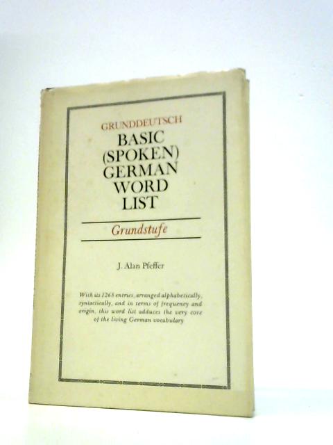 Basic German Word List By J.Alan Pfeffer