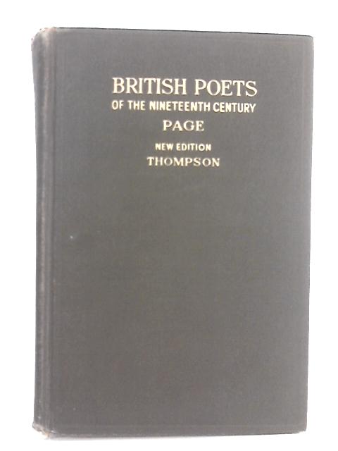 British Poets Of The Nineteenth Century By Various s