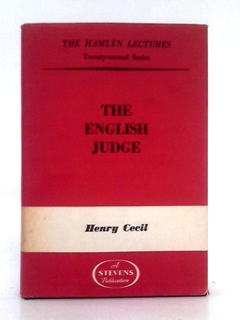 English Judge (Hamlyn Lecture Series) par Henry Cecil