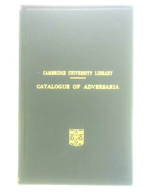 A Catalogue of Adversaria By Unstated