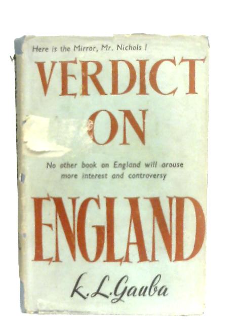 Verdict on England von K. L. Gauba