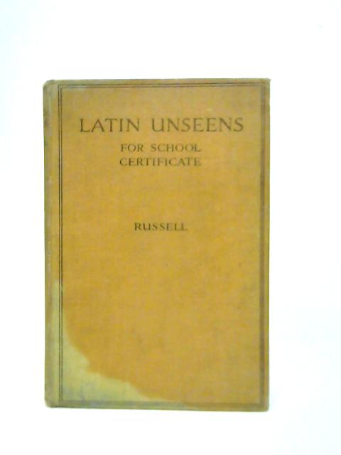 Latin Unseens By C. H. St. L. Russell