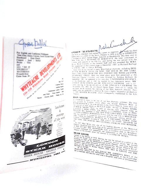 Theatre Programme Performed at Ashcroft Theatre - A Touch of the Poet by Eugene O'Neil [Signed by Andrew Cruickshank Joan Miller, Valerie Gearson and Harry Tomb] By Unstated