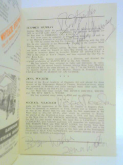 Theatre Programme Performed at Ashcroft Theatre - The Creditors and The Lesson [Signed by Stephen Murray, Michael Meacham and Zena Walker] By Unstated