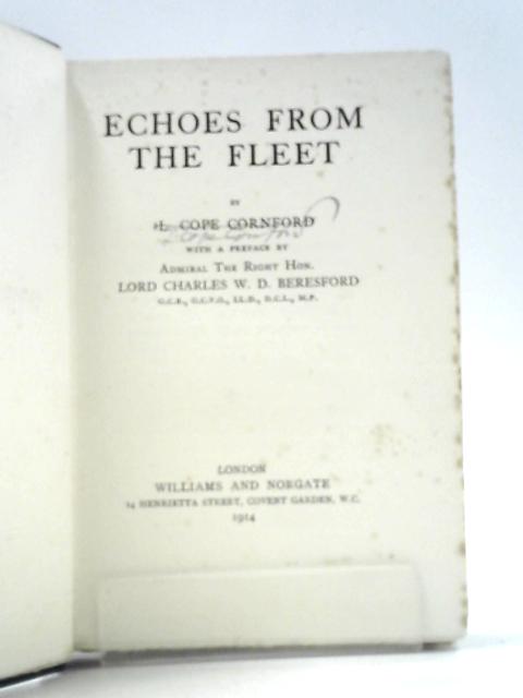 Echoes From the Fleet By L.Cope Cornford Charles W.D.Beresford (Ed.)