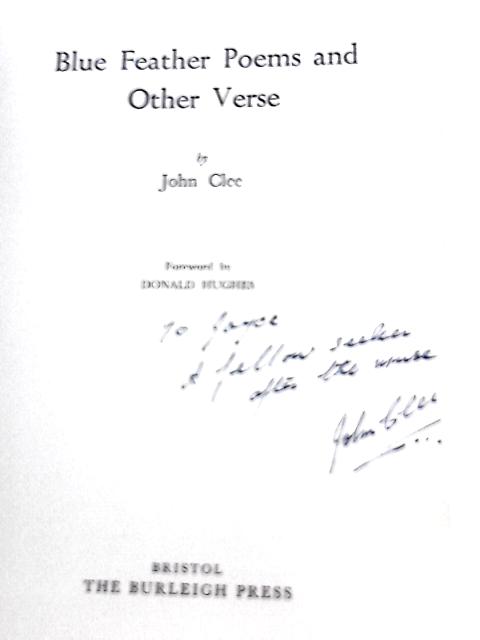 Blue Feather Poems And Other Verse. By John Clee