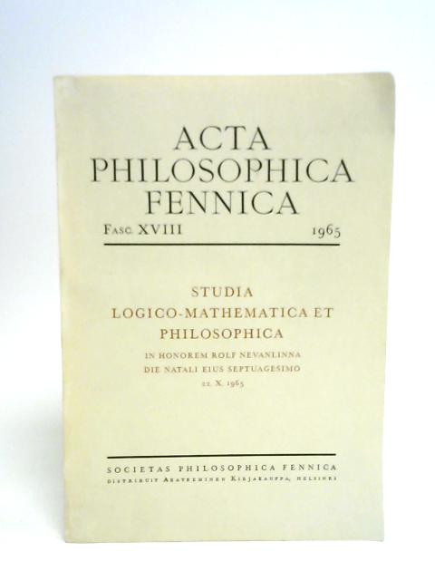 Studia Logico-Mathematica et Philosophica By Unstated
