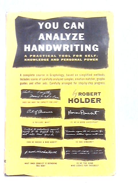 You Can Analyze Handwriting By Robert Holder
