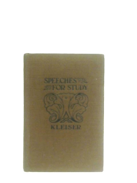 Speeches for Study and Suggestions for Speech-Making By Grenville Kleiser