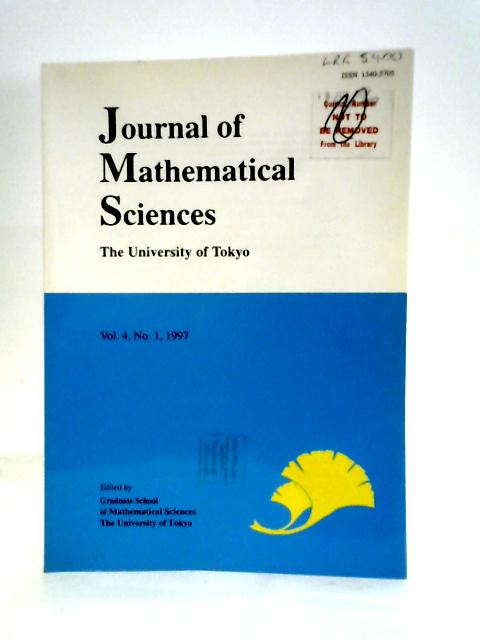 Journal Of Mathematical Sciences The University Of Tokyo Vol 4 No 1 1997 By stated