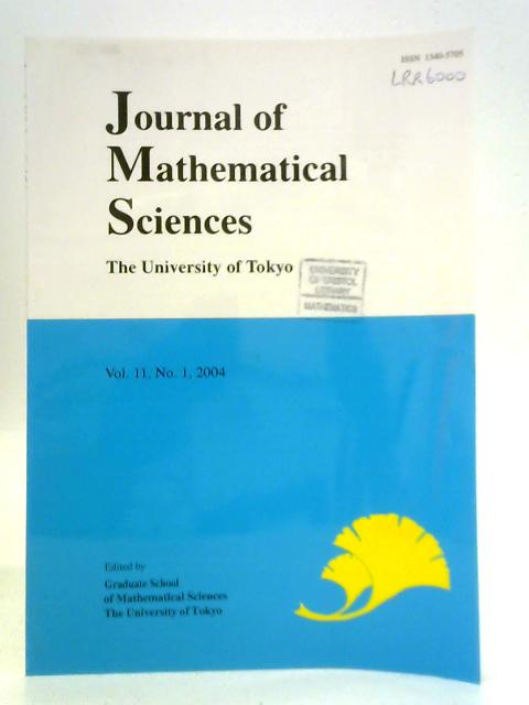 Journal of Mathematical Sciences - Vol. 11, No. 1 By Various