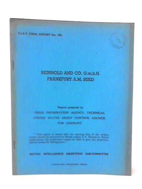 FIAT Final Report No 183 Reinhold and Co G.m.b.h Frankfurt A.M Sued By R L Perry