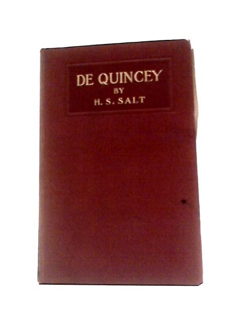 De Quincey By Henry S Salt