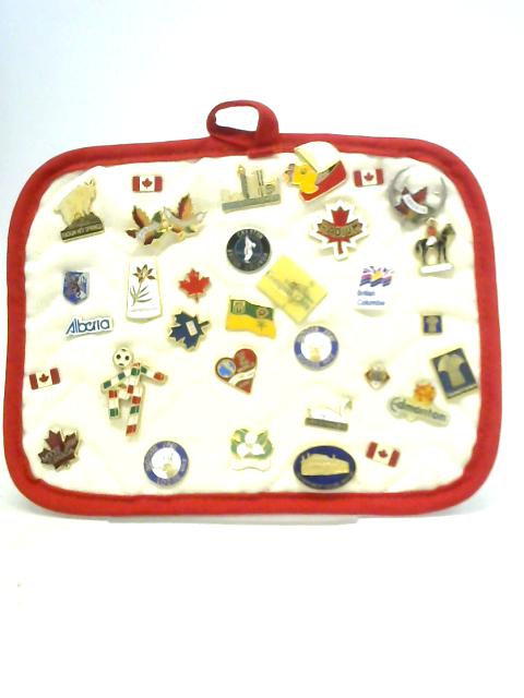 Canadian Pins Set on Fabric Trivet By Unstated