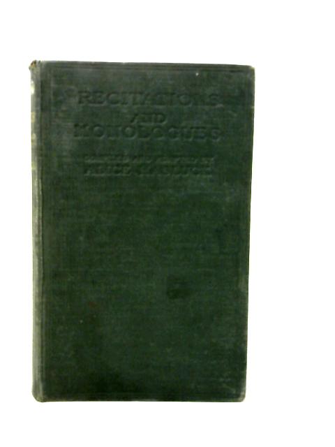 Recitations and Monologues von Alice Hasluck