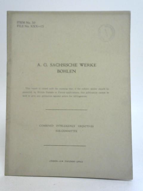 A. G. Sachsische Werke Bohlen By Unstated