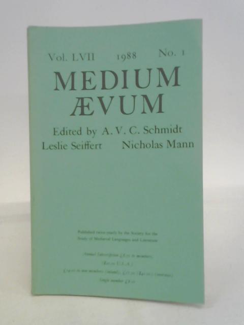Medium Aevum Vol. LVII No. 1 By ed. Schmidt