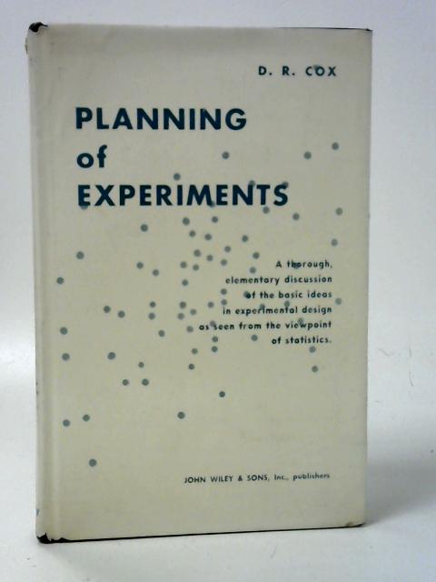 Planning Of Experiments By D. R. Cox