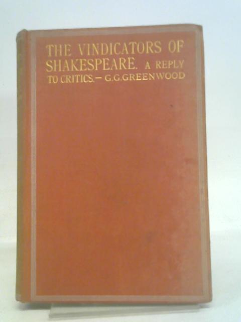 The Vindicators of Shakespeare By G. G. Greenwood