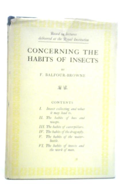 Concerning the Habits of Insects By F.Balfour-browne