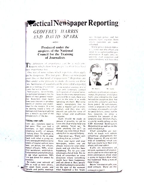 Practical Newspaper Reporting By Geoffrey Harris