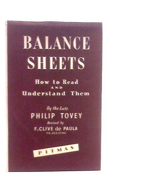 Balance Sheets By Philip Tovey